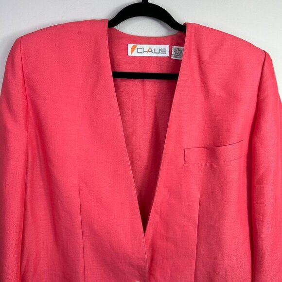 Vintage Chaus salmon blazer Ramie‎ blend size 10 - Picture 2 of 9